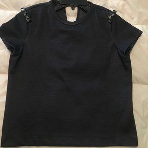 Zara Navy Shirt with Shoulder Jewels